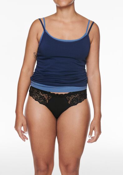 Damen-String aus Mikrofaser mit Spitze schwarz schwarz - 19650105BLACK - HEMA